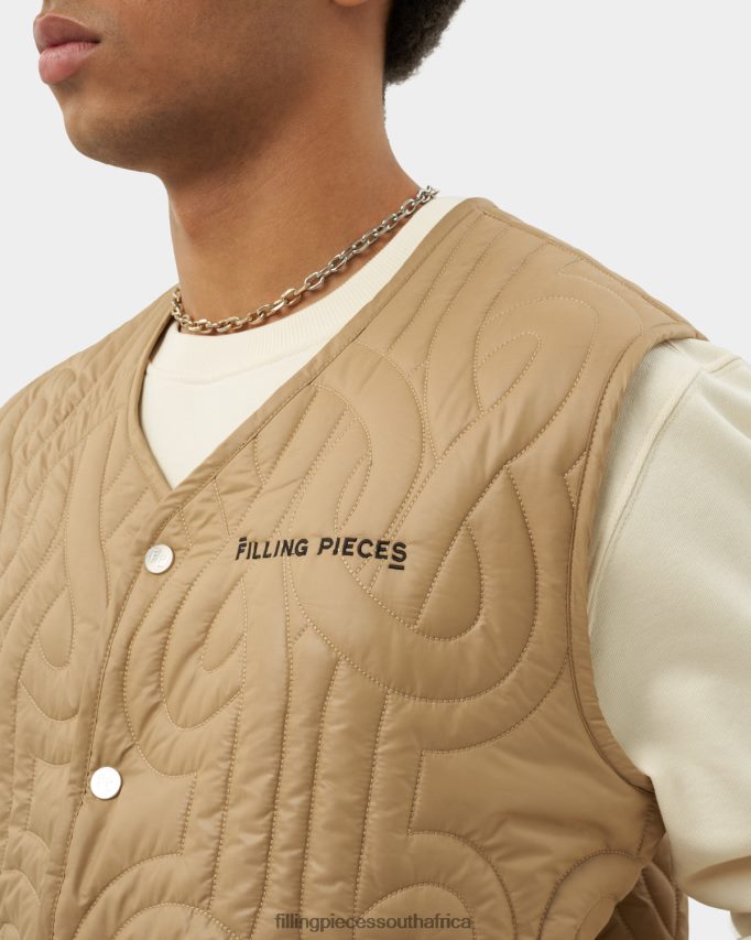 4ZL44N155 Quilted Puffer Vest Beige Men Filling Pieces ZA