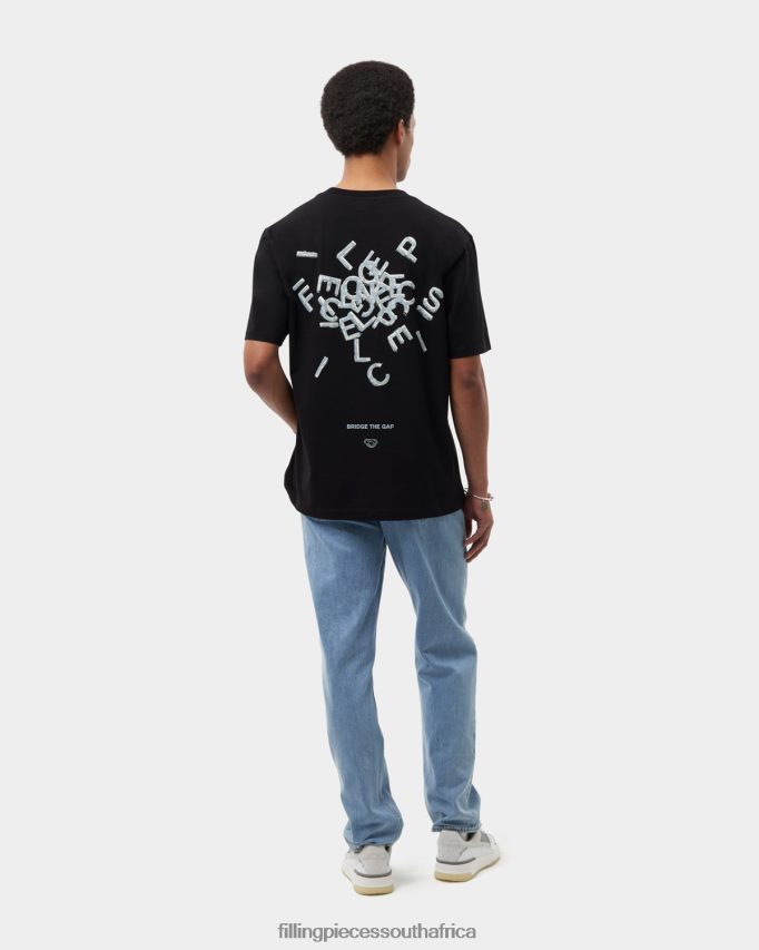 4ZL44N116 T-shirt Alphabet Black Men Filling Pieces ZA