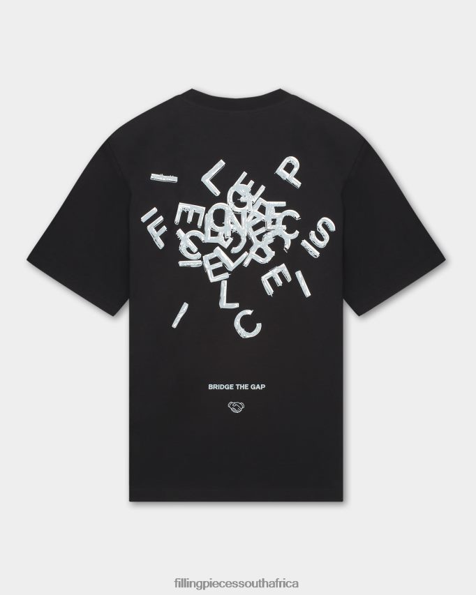 4ZL44N116 T-shirt Alphabet Black Men Filling Pieces ZA