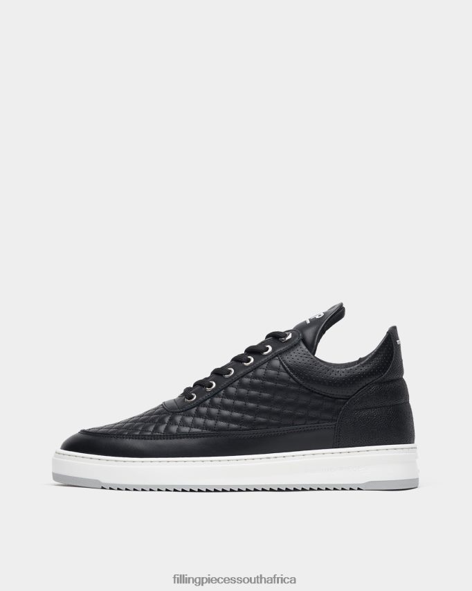 4ZL44N59 Low Top Quilted Jet Black Men Filling Pieces ZA