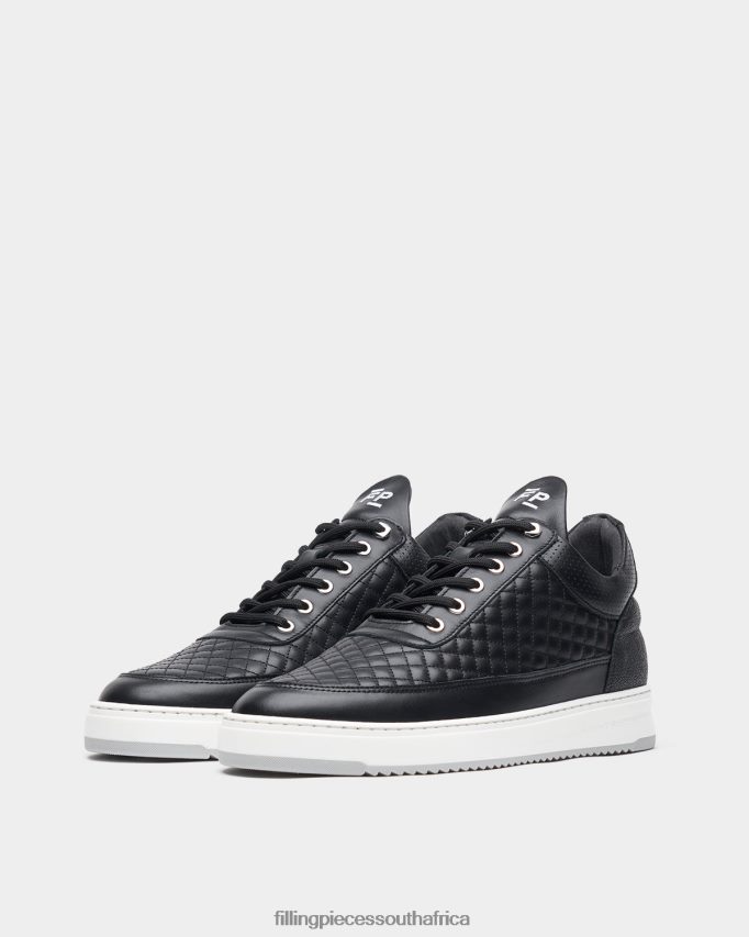 4ZL44N59 Low Top Quilted Jet Black Men Filling Pieces ZA