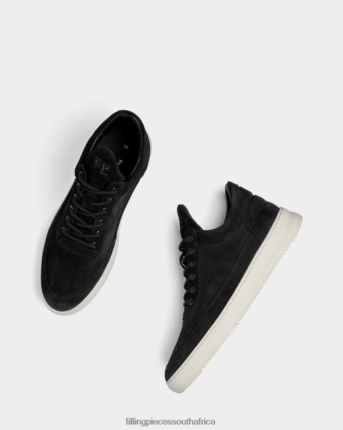 4ZL44N85 Low Top Organic Suede Black Men Filling Pieces ZA