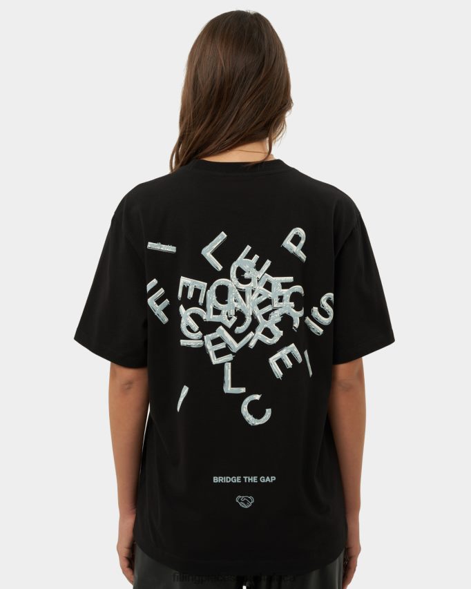 4ZL44N184 T-shirt Alphabet Black Women Filling Pieces ZA